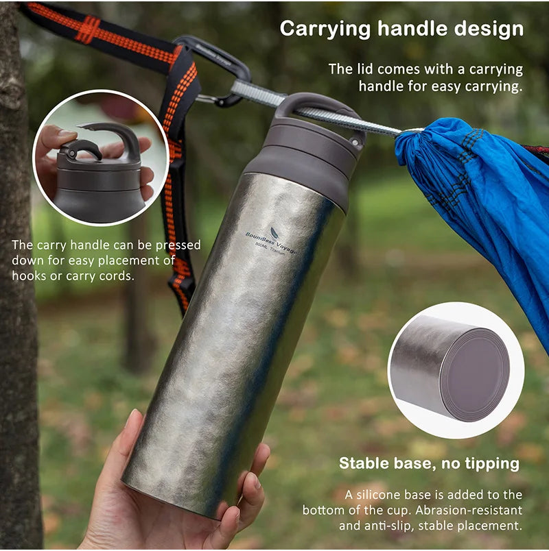 Boundless Voyage 800ml Titanium Vacuum Flask Insulated Thermos Water Bottle with
