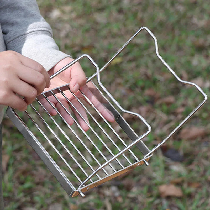 Outdoor Stainless Steel Camping Stove Holder Portable Folding Mini Barbecue Rack