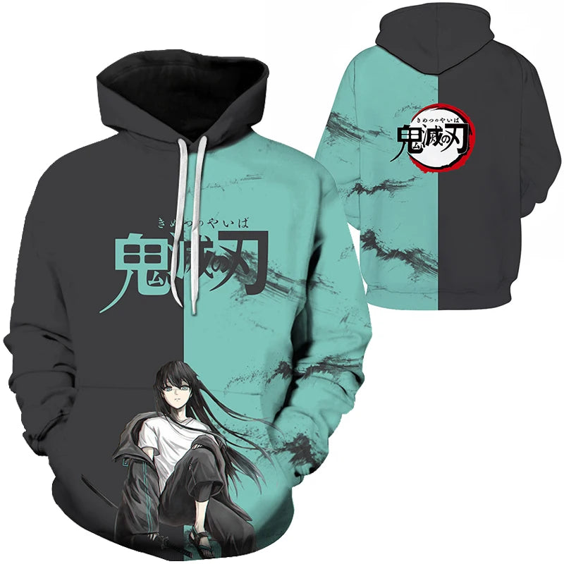 Anime Demon Slayer Kimetsu No Yaiba 3D Hoodies Men Fashion Long Sleeve Sweatshirts Women Casual