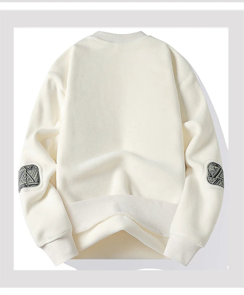 Men s Fashion Thick Hoodie Embroidery Pullover Fleece Lined Men s Winter Clothes