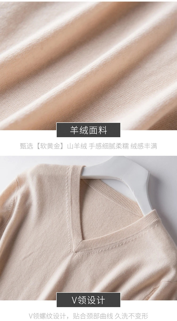 Classic Pullover V Neck Sweater Men Autumn Winter Cashmere Cotton Blend Warm Jumper Clothes Pull