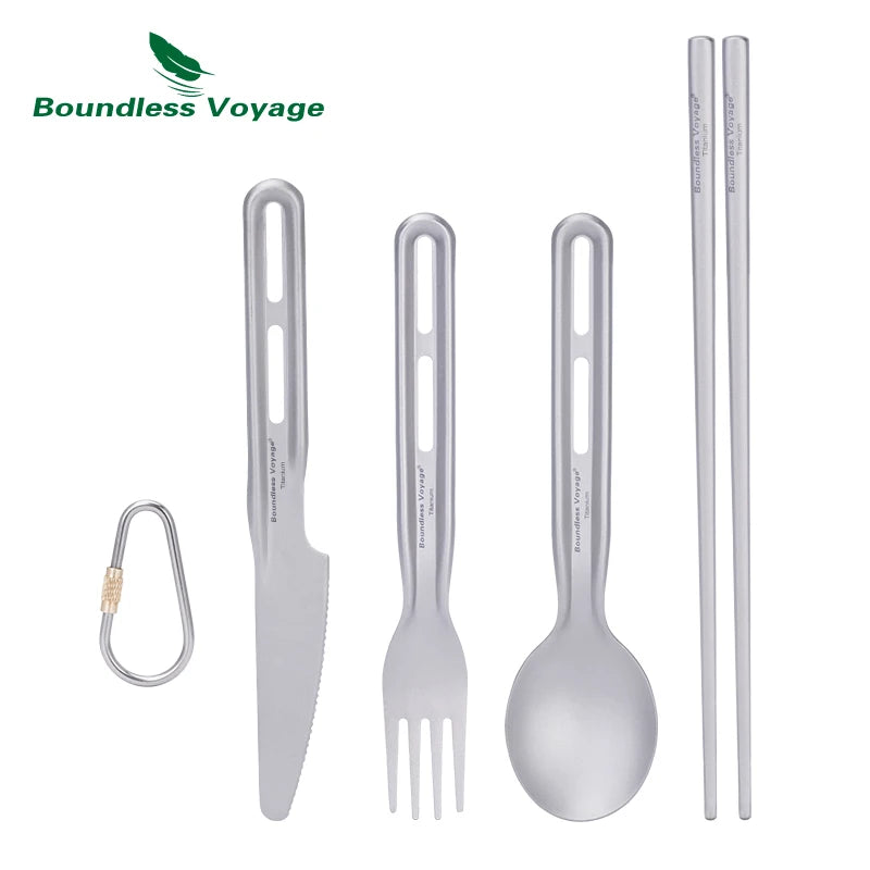 Boundless Voyage Camping Cutlery Set Titanium Knife Spoon Fork Chopsticks
