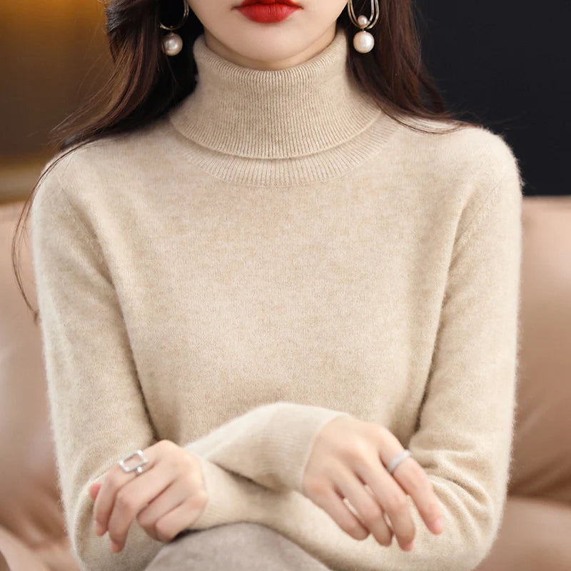 Женские кашемировые свитера с длинными рукавами, свободные женские водолазки, модные пуловеры