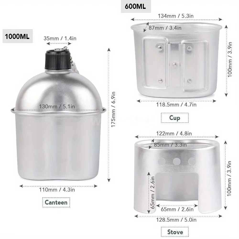 Outdoor Military Canteen Aluminum Alloy Canteen Multi Functional Water Bottle
