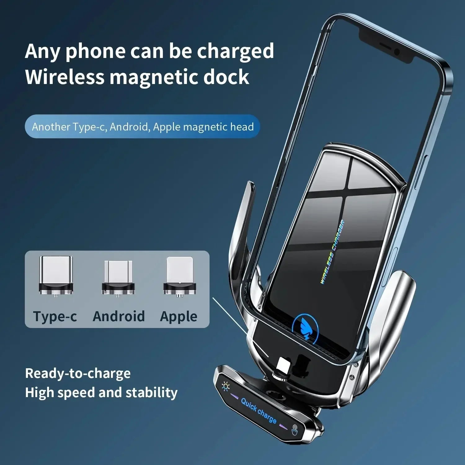 Draadloze oplader auto telefoonhouder standaard 15W snellaadstation voor iPhone