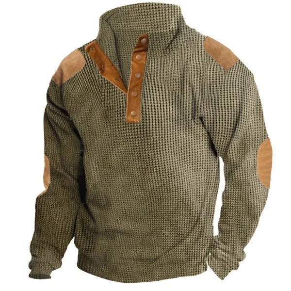 Men s Outdoor Jacket 3D Digital Print Casual Collar Long Sleeve Four Button Sweatshirt Loose Fit