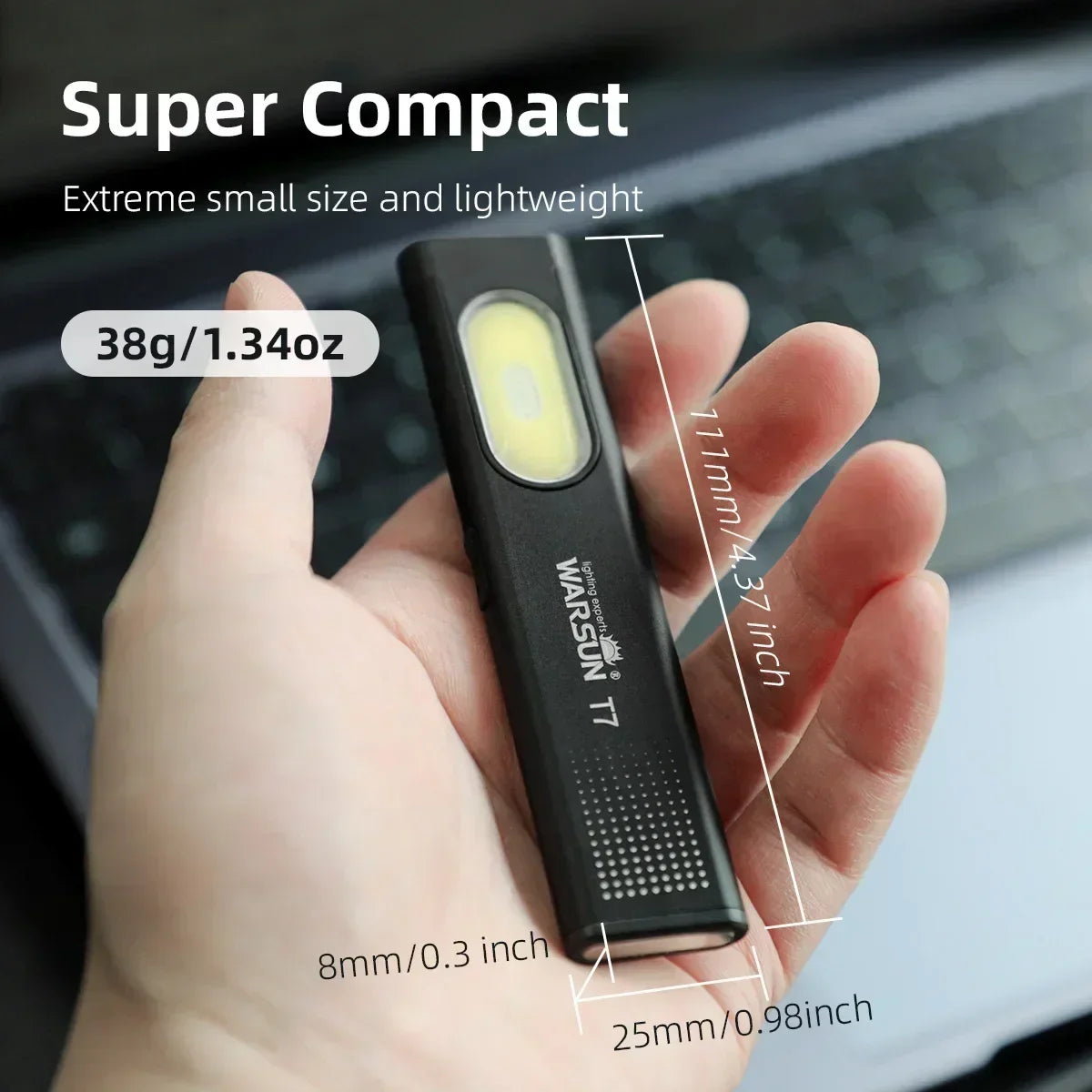 Warsun LED sleutelhanger zaklamp USB C oplaadbare draagbare mini zaklamp