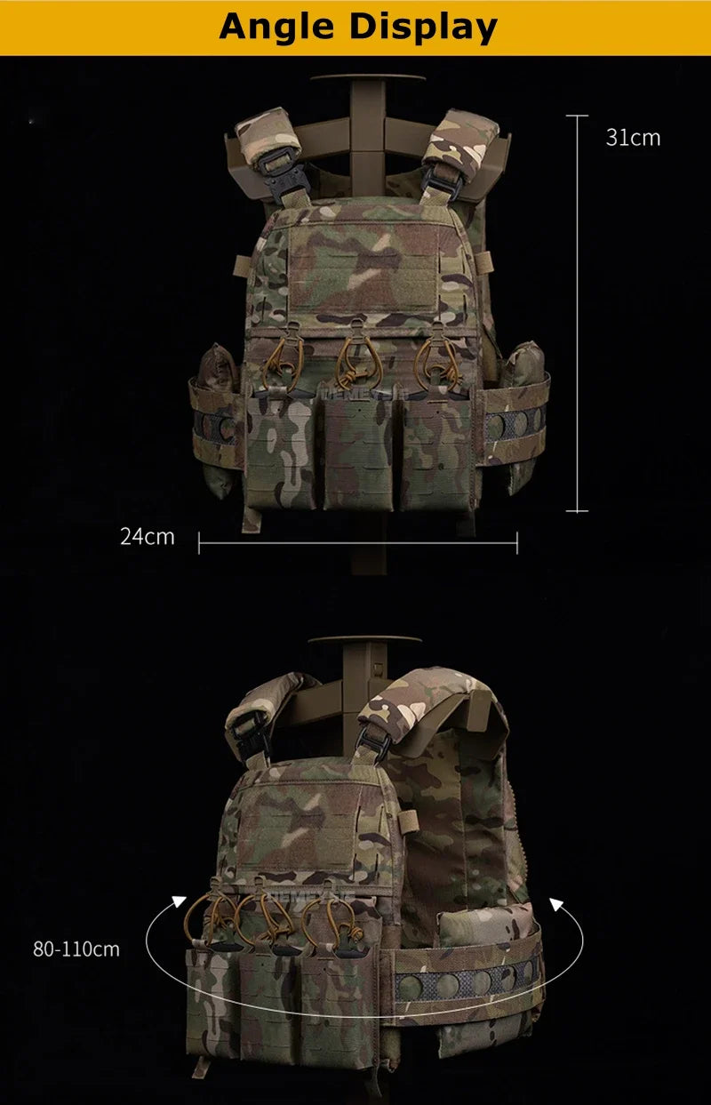 Tactical Vest Airsoft Plate Carrier Military Training Modular Molle System with Triple Magazine