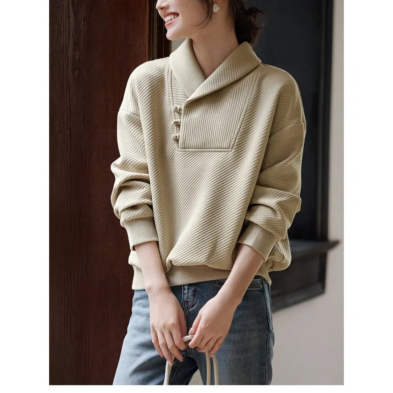 Herfst Winter Trui Voor Dames Effen Veelzijdige Verdikte Trui Losse Casual