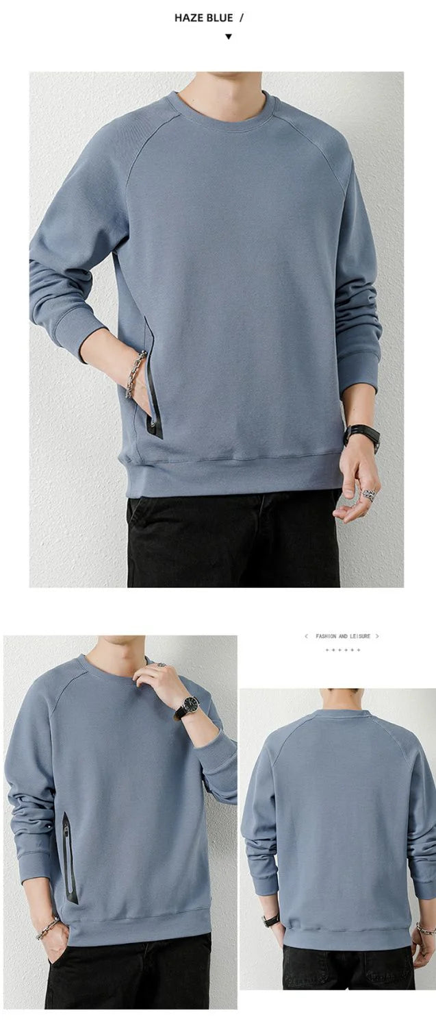 Spring and Autumn Fashion Korean Edition Solid Round Neck Loose Versatile and