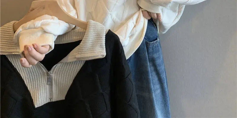 Driedimensionale sweatshirt met rits voor dames, herfst- en wintertop