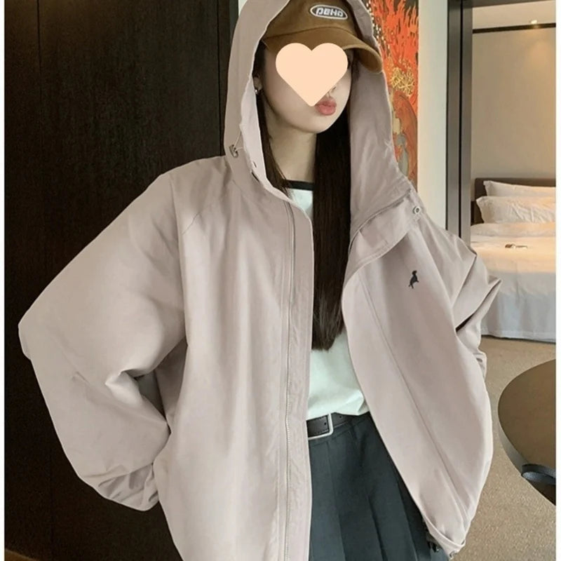 Koreaanse roze ritsjas voor dames, herfst/winter, windjack met omslagkraag