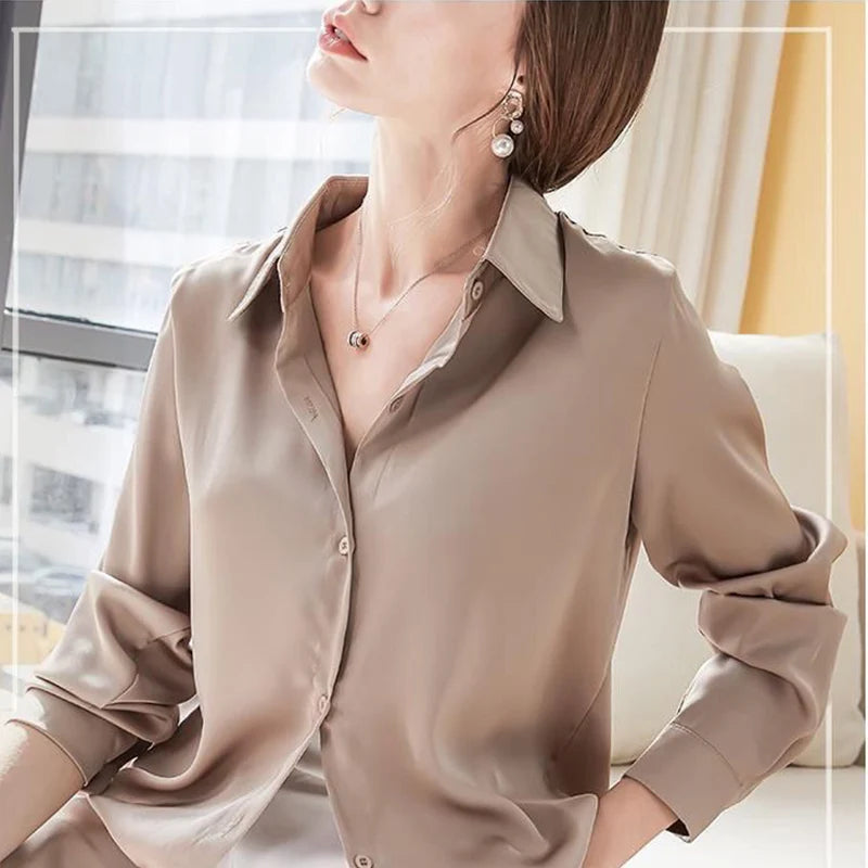 Temperament Vlek Blouses voor Vrouwen Knoopjes Lange Mouwen Dames Kantoor