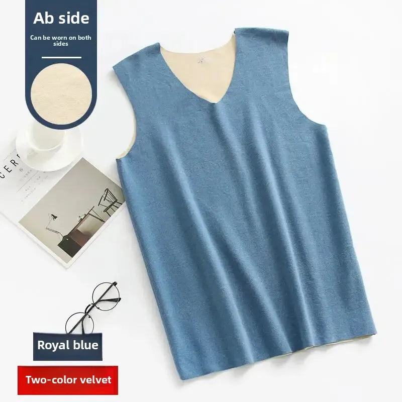 Heren thermisch dubbelzijdig fleece verdikt vest herfst winter naadloos warm