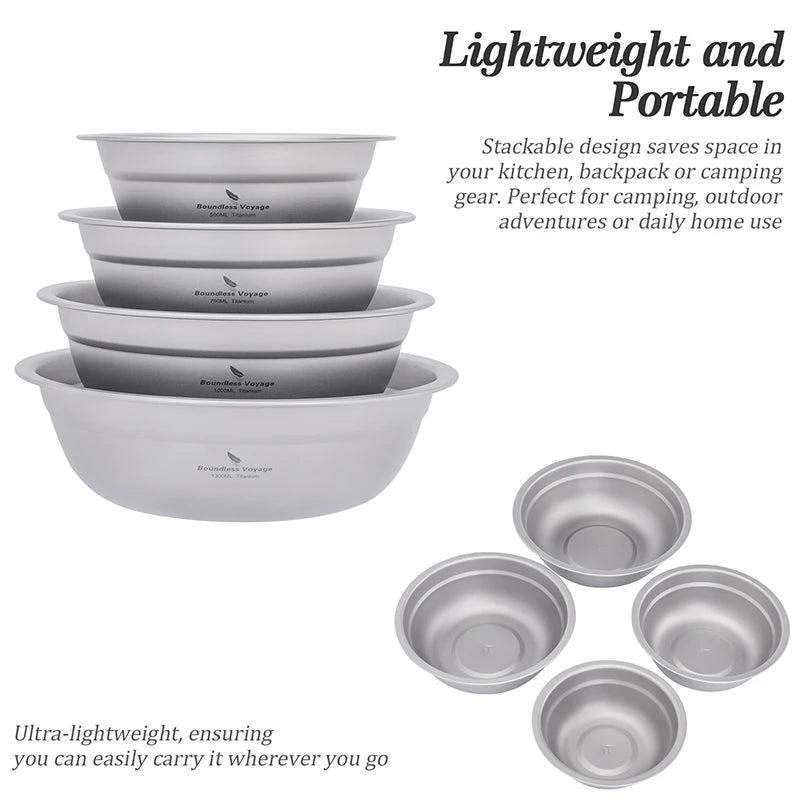 Boundless Voyage Titanium Bowl Rice Soup Salad Serving Bowl Ultralight Outdoor