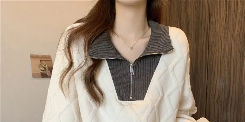 Driedimensionale sweatshirt met rits voor dames, herfst- en wintertop