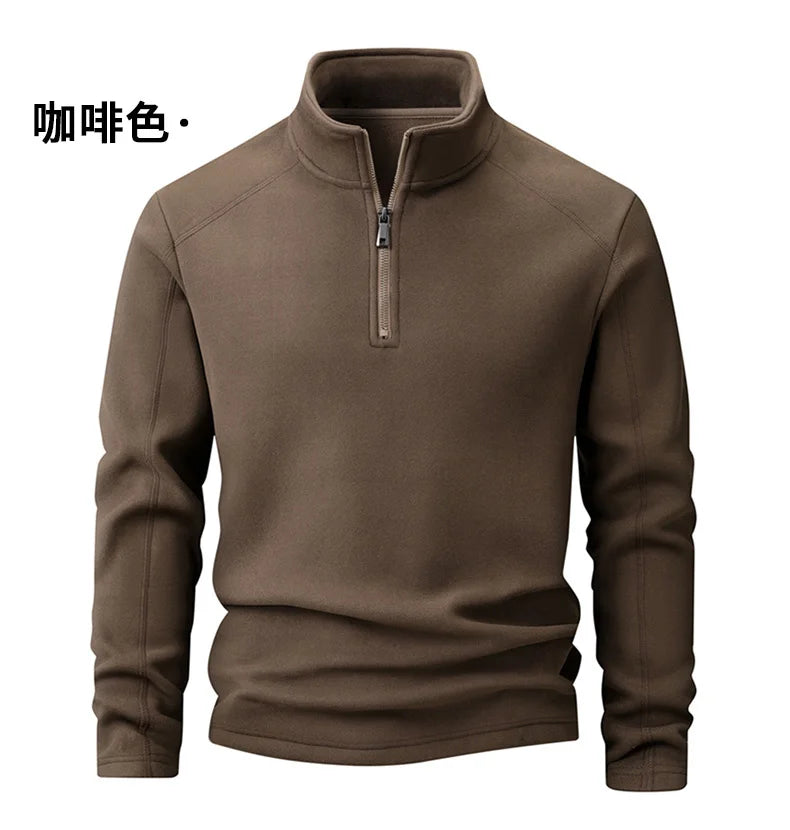 Plus Velvet Sweater Men s L 9XL Large Size Winter Polar Fleece Stand up Collar Half zipper Long