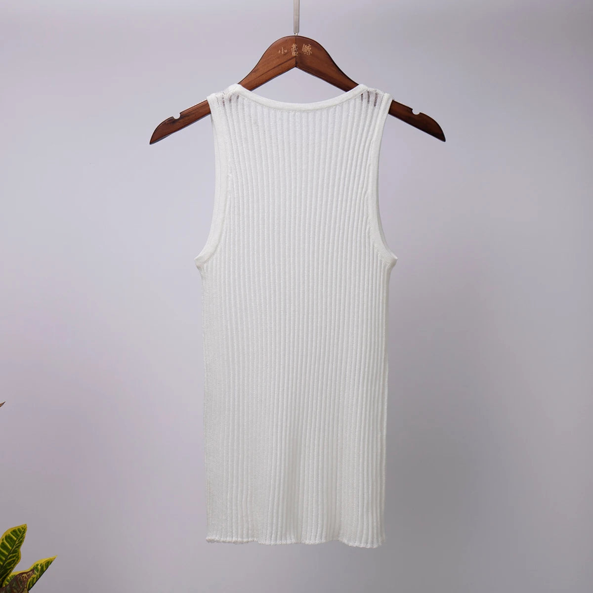 Bornladies Fashion Witte Wol Doorschijnende Dames Tanks Tops Outfit Mouwloos