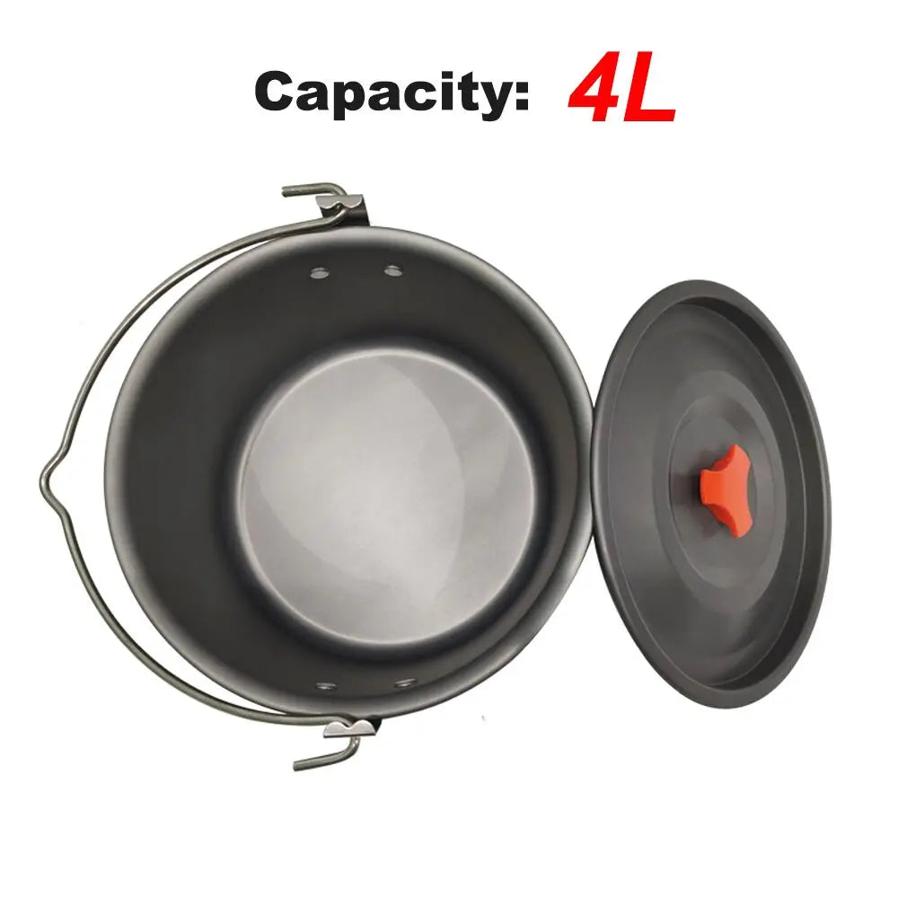 Outdoor Tableware Big Capacity Aluminum Alloy Camping Picnic Hanging Cookware