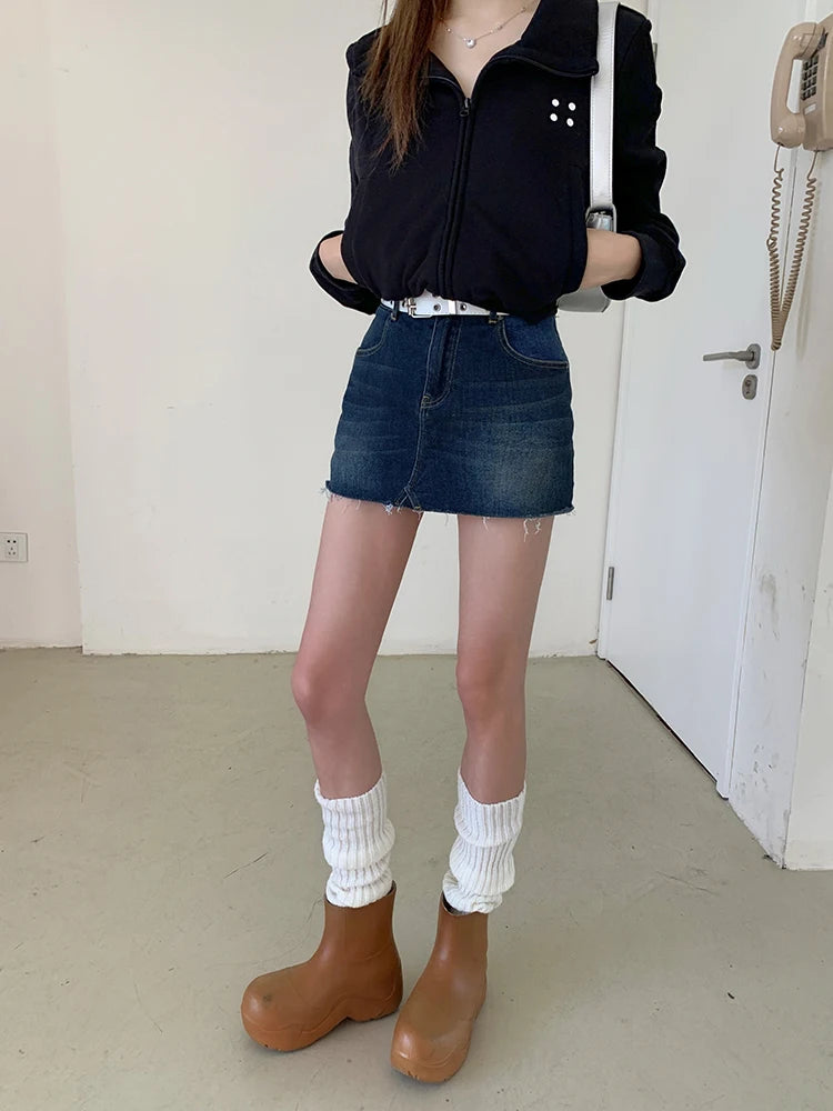 Coltruien voor dames, effen ritsontwerp, chique Koreaanse stijl, eenvoudig