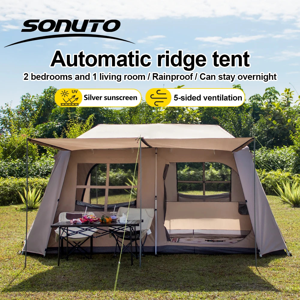 Sonuto Quick Setup Large Camping Automatic Tent 4 7 Person Double Hall Ridge