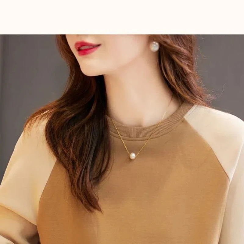 Herfst Winter Ronde Hals Dames Pullover Lantaarn Lange Mouw Geometrisch