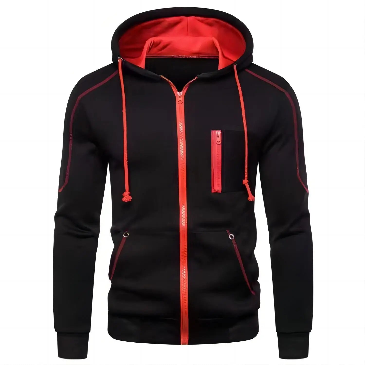 Men s Hoodie Jacket Streetwear Long Sleeve Sweatshirts Zipper Hooded Pullover