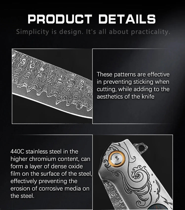 Handmade Damascus Steel Pocket Knife, Men s and Women s Folding Knife, Outdoor