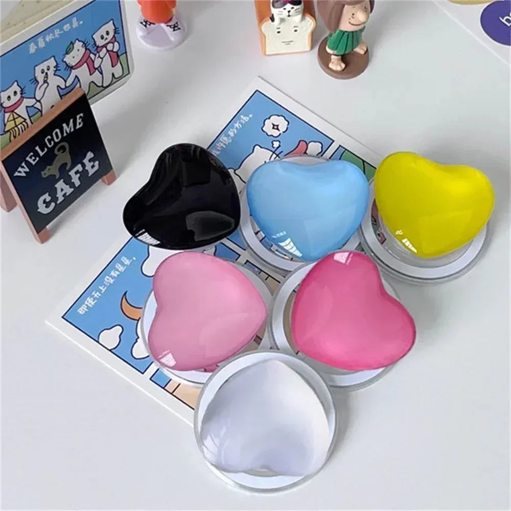 Desktop Magnetic Phone Holder Cute Glass Love Heart Design Cell Phone Support