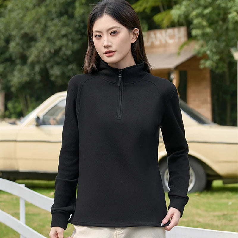 Dames Kwart Rits Pullover Herfst Winter Opstaande Kraag Sweatshirt voor