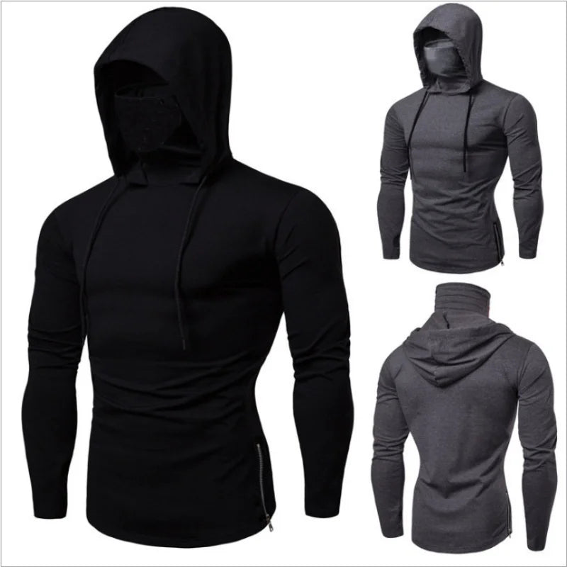 Embroidery Turtleneck Sweatshirt For Men Japanese Ninja Hoodies Autumn Hip Hop