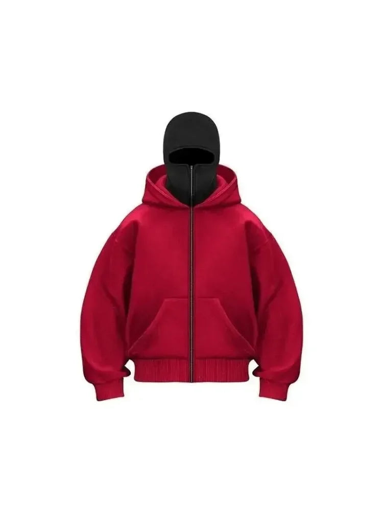 Double Hood Zip Up Sweatshirt Jacket Autumn Ins Style Unisex Couple Top for