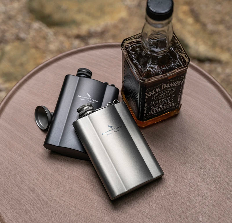 Фляжка Boundless Voyage Titanium Hip Flask 180 мл / 240 мл, ультралегкая, маленькая бутылка для ликера