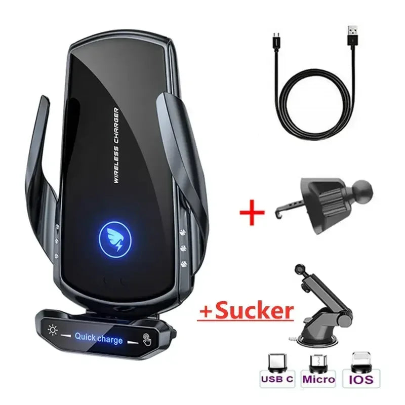 Draadloze oplader auto telefoonhouder standaard 15W snellaadstation voor iPhone