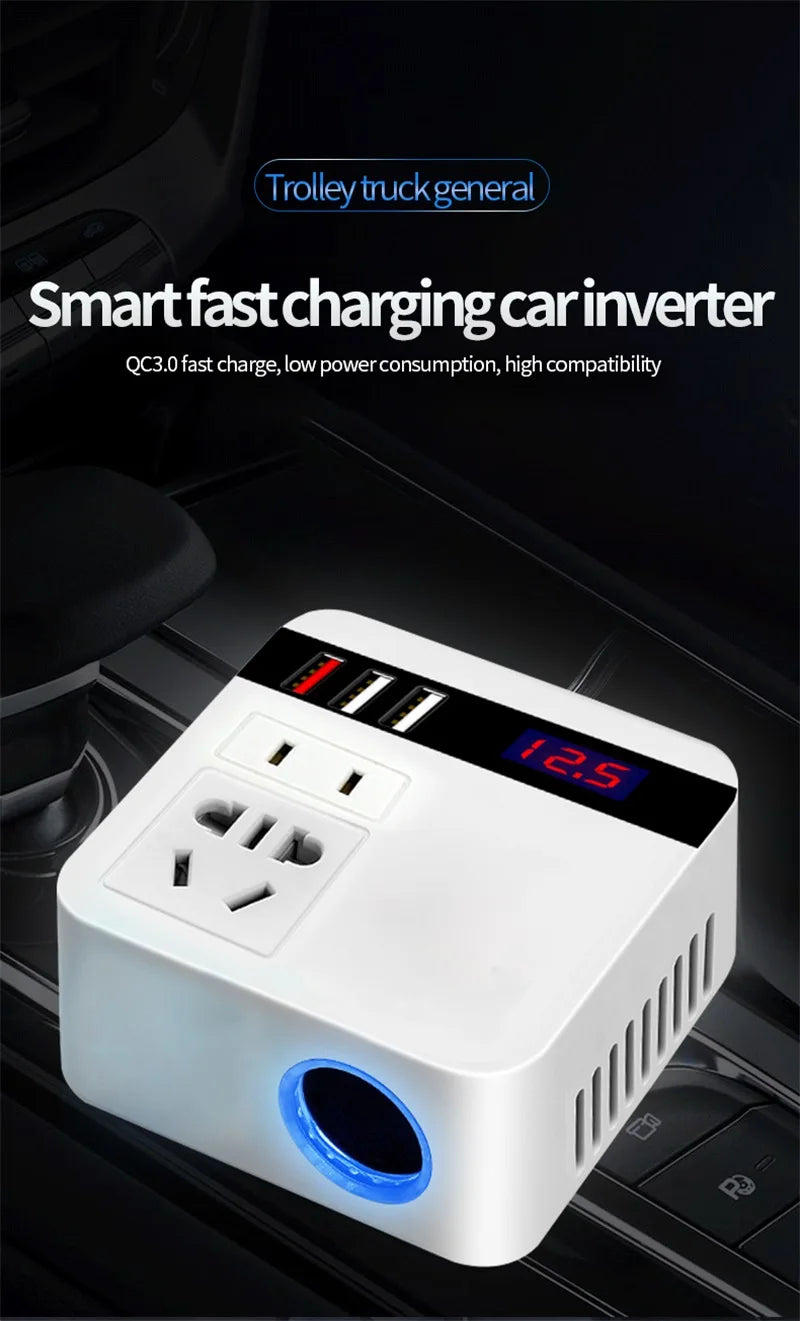 Car Inverter 150w Peak Dc12v 24V to 110v 220v LED Display Sockets Power Inverter