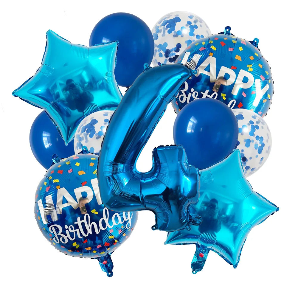 13pcs bag Blue Balloons Mixed Number Balloons Birthday Party Decorations Boys