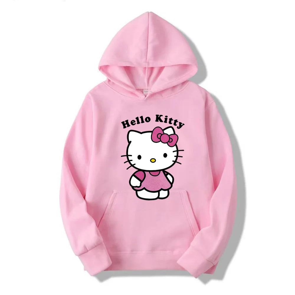 Prachtige Hello Kitty bedrukte hoodies voor dames, warme en comfortabele casual hoodies