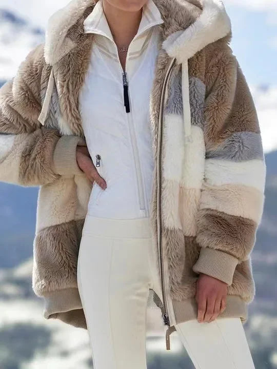 Oversized jas voor dames, herfst/winter, warme, zachte capuchon met capuchon