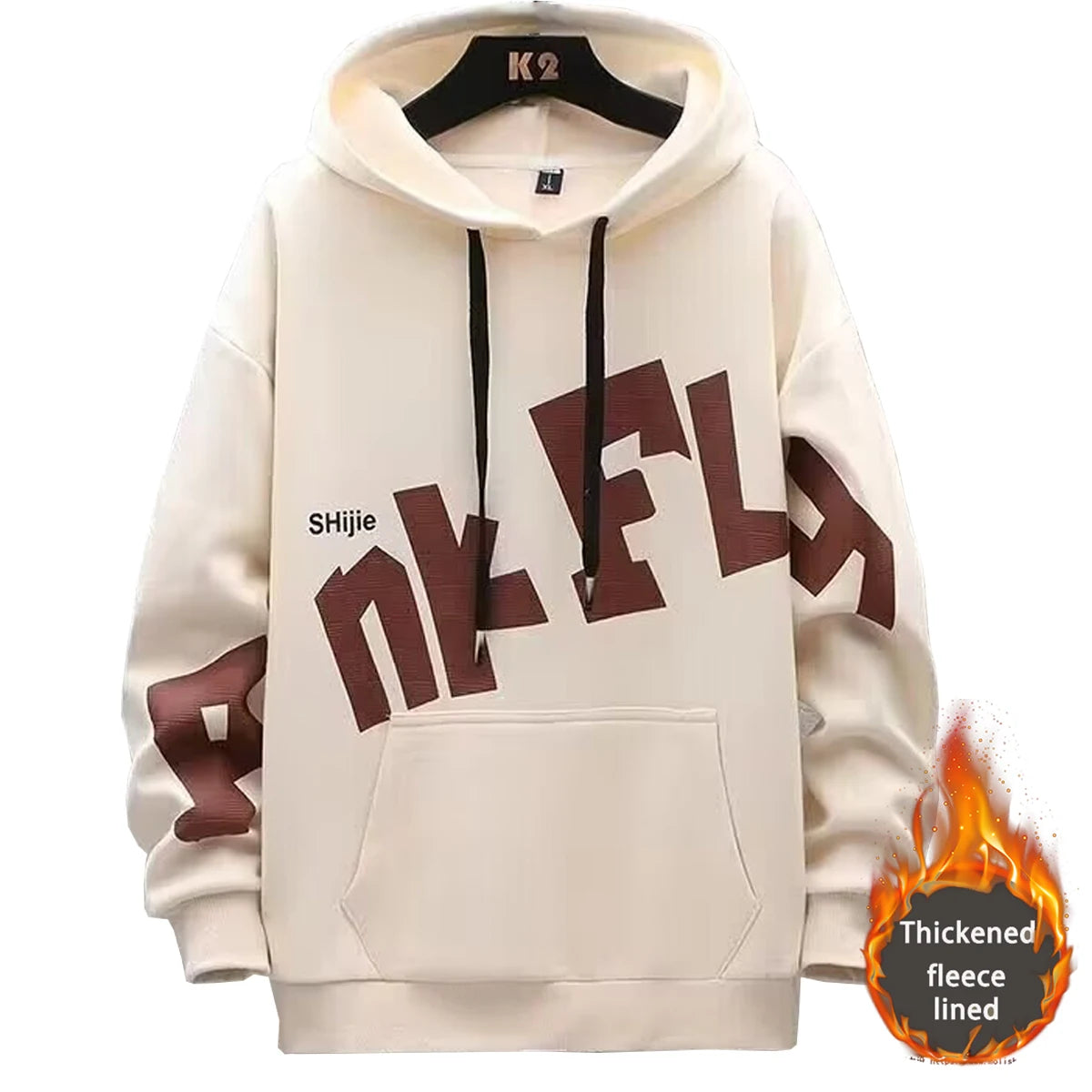 Men s Hooded Sweatshirt With Printed Pattern Thickened Fleece Hoodie Youth Autumn Winter Couple