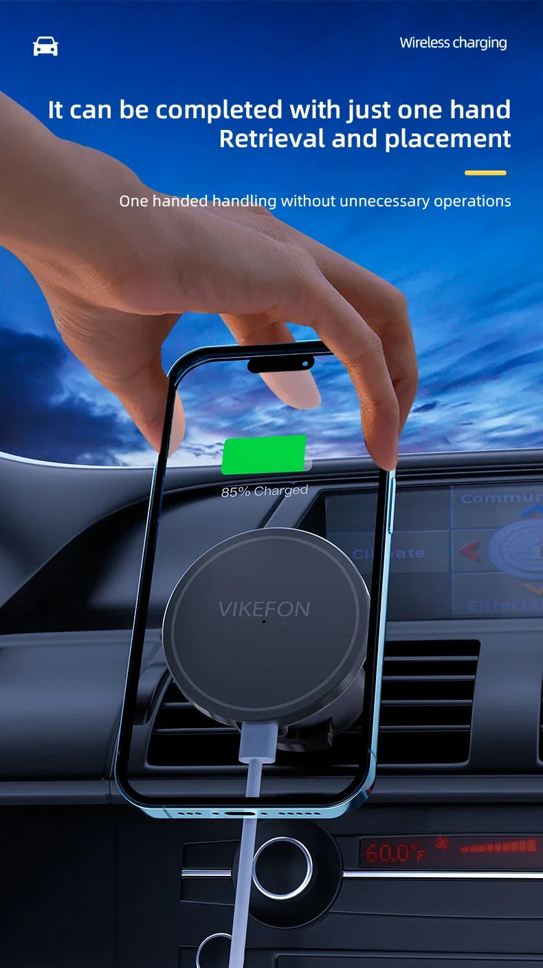 Magnetische auto mobiele telefoonhouder, draadloze oplader voor iPhone 15, 14, 13 en 12