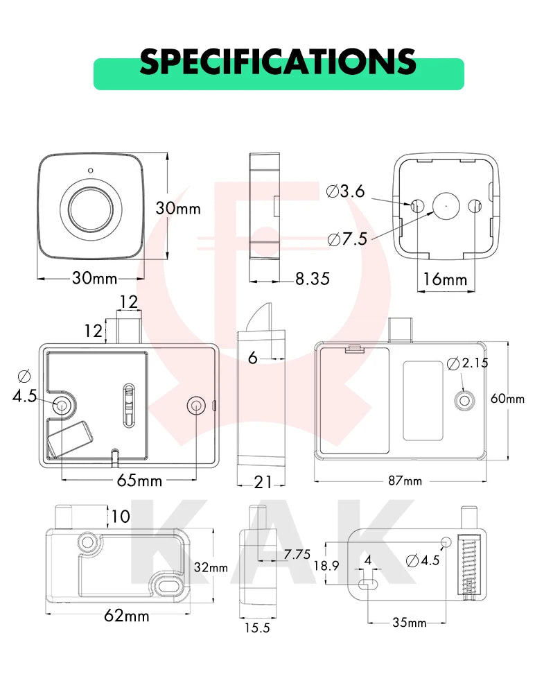 KAK Smart Home Biometrisch vingerafdrukslot Verborgen lade Elektronisch slot