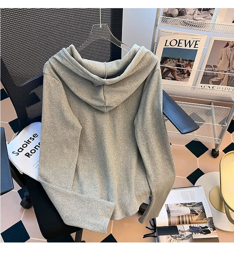Uniek geknoopt T-shirt met capuchon voor dames, lente/herfst, onregelmatige korte mouwen, lange mouwen, basislaag