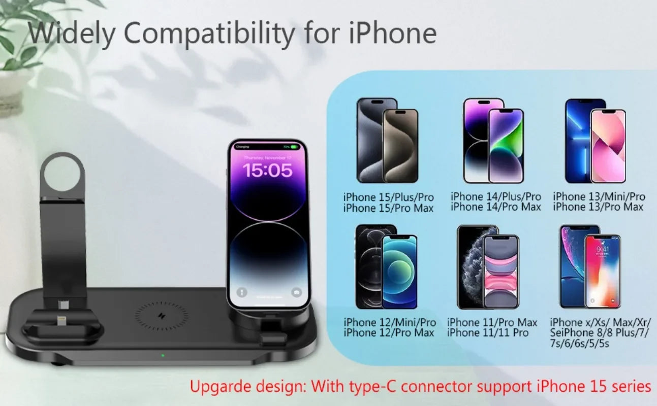 Multifunctionele draadloze opladerstandaard voor Samsung iPhone 16, 15, 14, 13 Pro Max