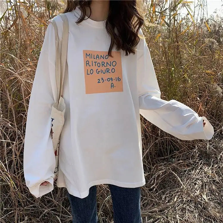Cotton Loose Long Sleeved Top Women s Base T shirt