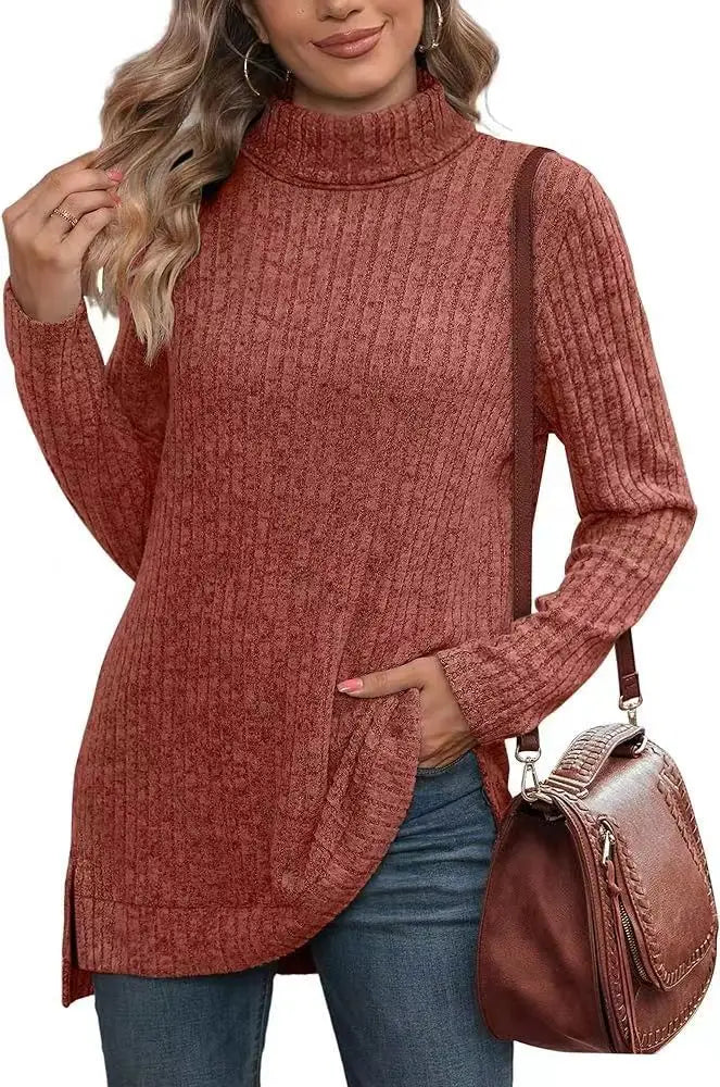 Effen herfst dames oversized coltrui truien lange mouwen