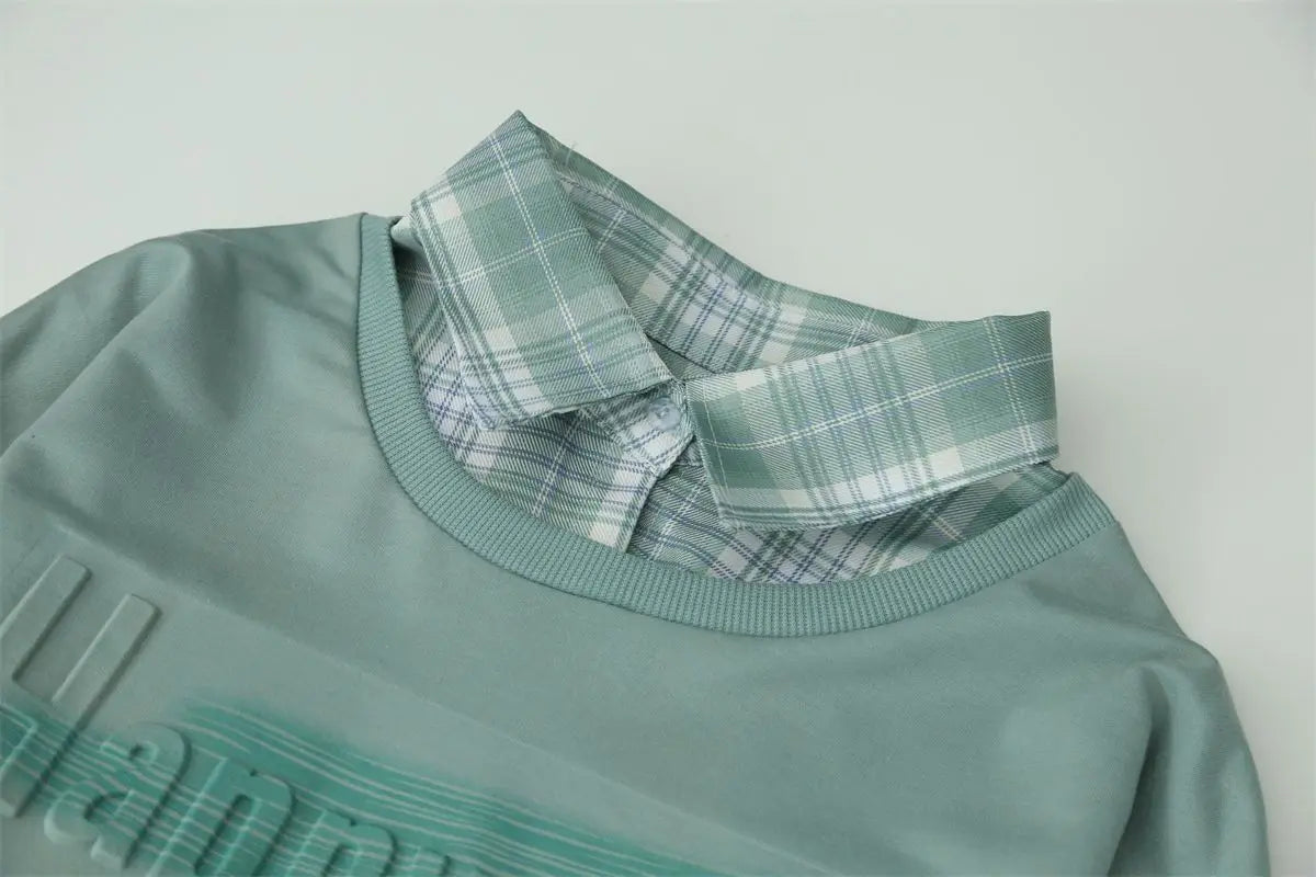 Fake Two Hoodies voor vrouwelijke studenten Koreaans ontwerp Patchwork Dun Lange mouwen Los Veelzijdig