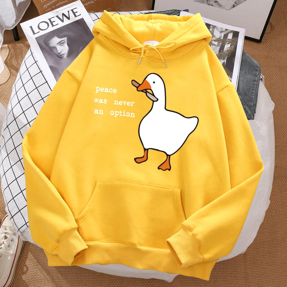 Peace Was Never An Option Printed Sweatshirt Men Street Oversize Autumn Hooded