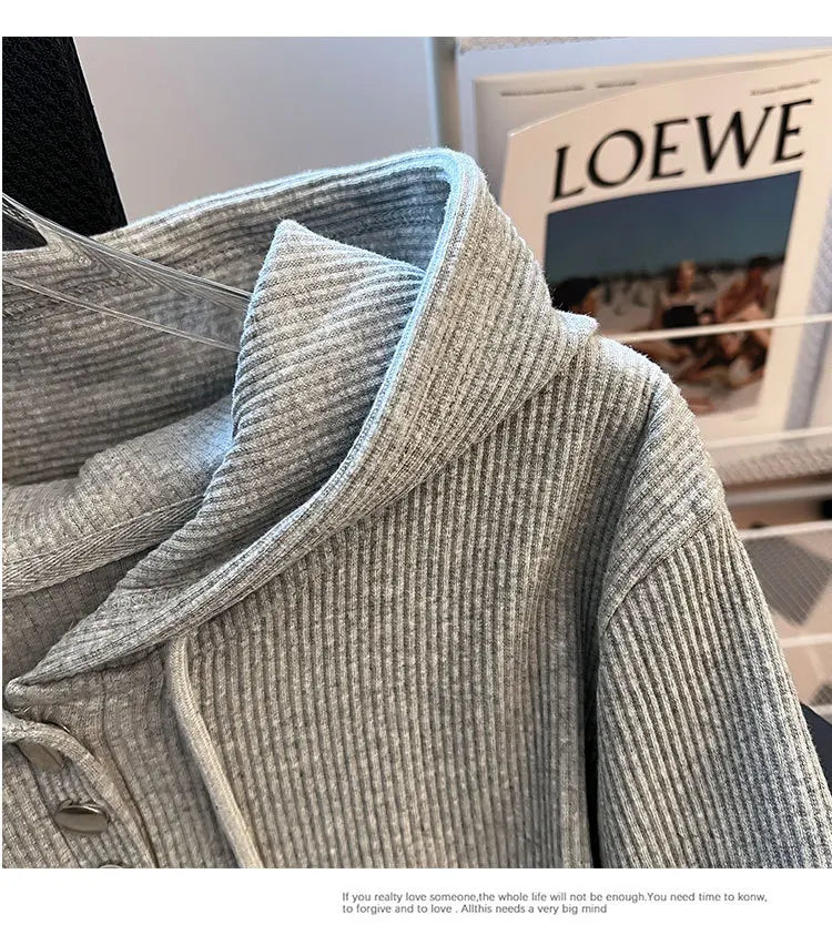 Uniek geknoopt T-shirt met capuchon voor dames, lente/herfst, onregelmatige korte mouwen, lange mouwen, basislaag