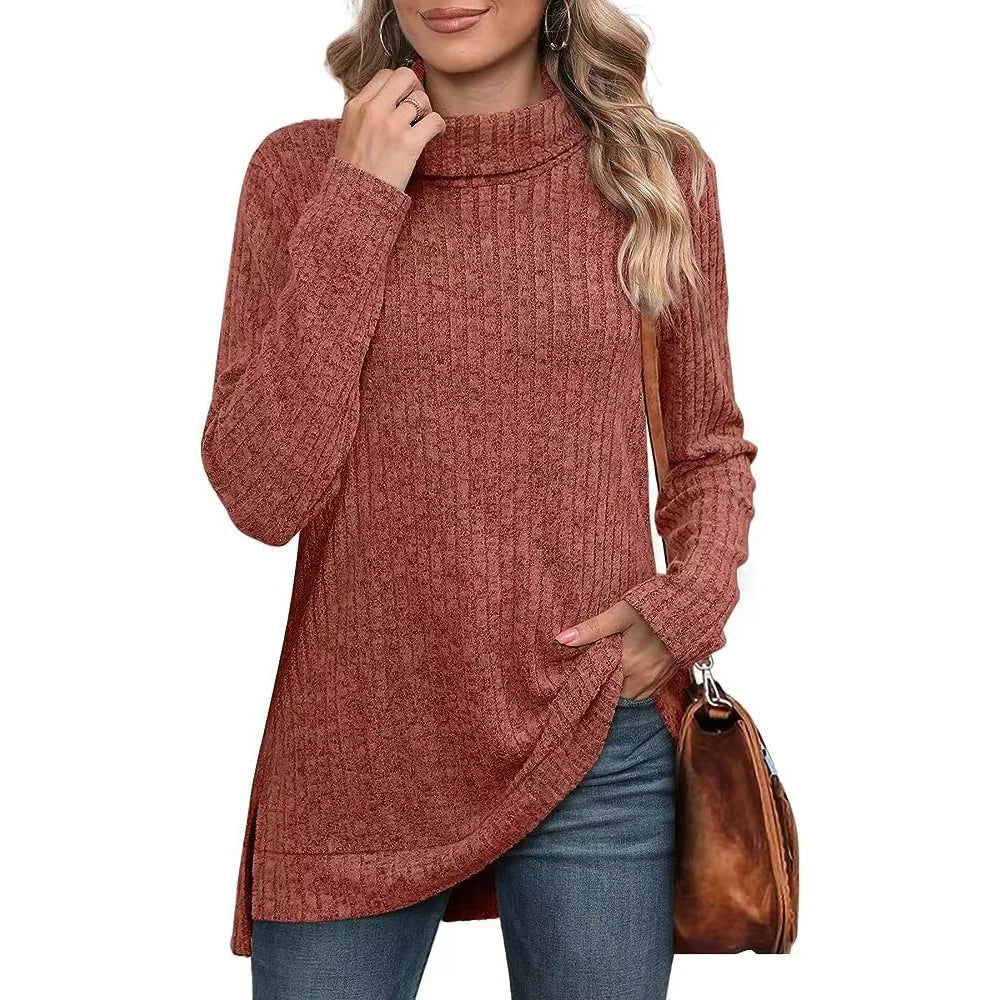 Effen herfst dames oversized coltrui truien lange mouwen
