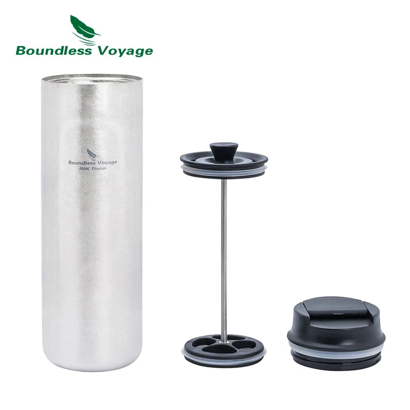 Boundless Voyage 450ml Titanium French Press Coffee Flask Double Walled
